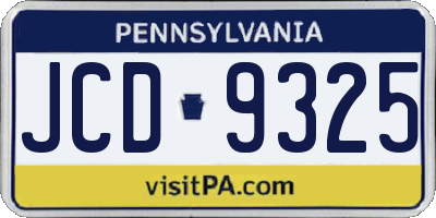 PA license plate JCD9325