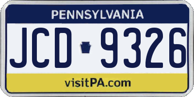 PA license plate JCD9326