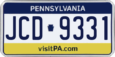 PA license plate JCD9331