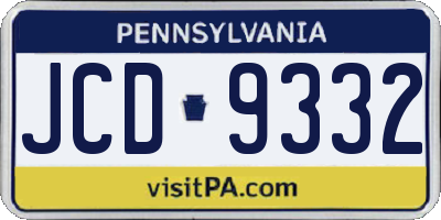 PA license plate JCD9332