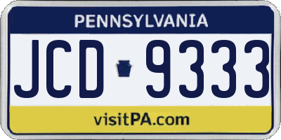 PA license plate JCD9333