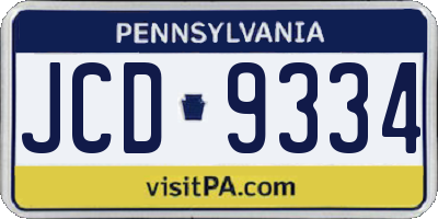 PA license plate JCD9334
