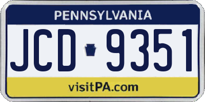 PA license plate JCD9351