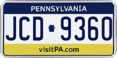 PA license plate JCD9360