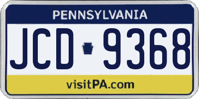 PA license plate JCD9368