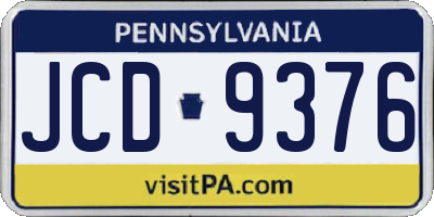 PA license plate JCD9376