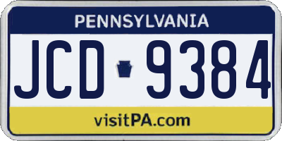 PA license plate JCD9384