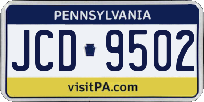 PA license plate JCD9502