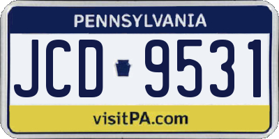 PA license plate JCD9531