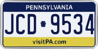 PA license plate JCD9534