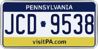 PA license plate JCD9538