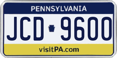 PA license plate JCD9600