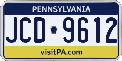 PA license plate JCD9612