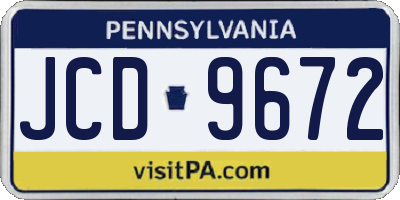 PA license plate JCD9672
