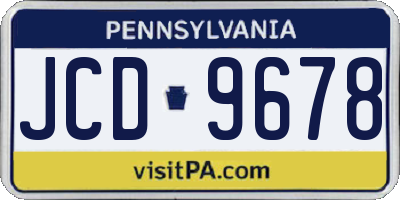 PA license plate JCD9678