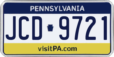 PA license plate JCD9721