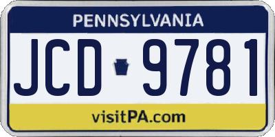 PA license plate JCD9781