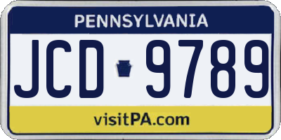 PA license plate JCD9789