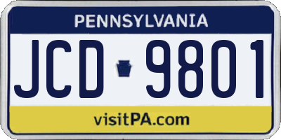 PA license plate JCD9801
