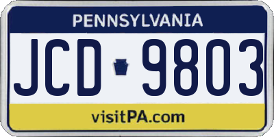 PA license plate JCD9803