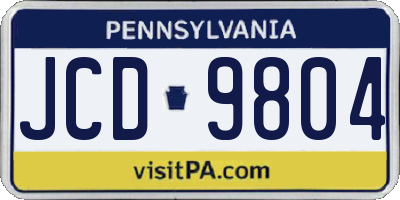 PA license plate JCD9804