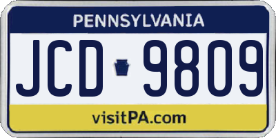 PA license plate JCD9809