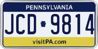 PA license plate JCD9814