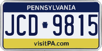 PA license plate JCD9815