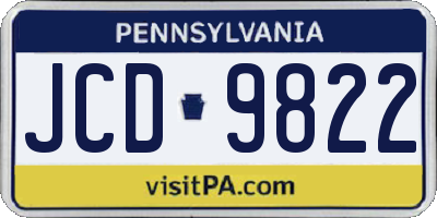 PA license plate JCD9822