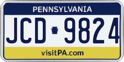 PA license plate JCD9824