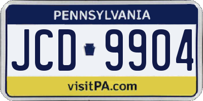 PA license plate JCD9904