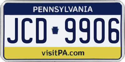 PA license plate JCD9906