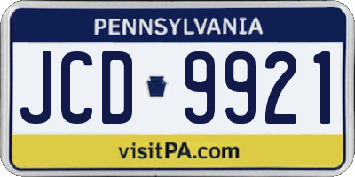 PA license plate JCD9921