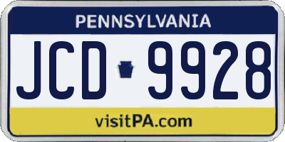 PA license plate JCD9928