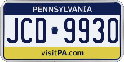 PA license plate JCD9930