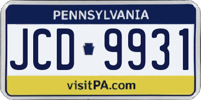 PA license plate JCD9931