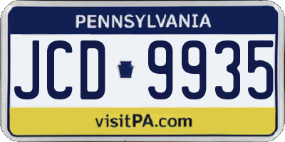 PA license plate JCD9935