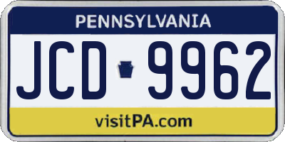 PA license plate JCD9962