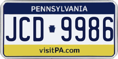 PA license plate JCD9986