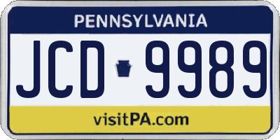 PA license plate JCD9989