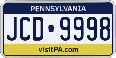 PA license plate JCD9998