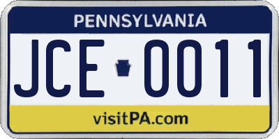 PA license plate JCE0011