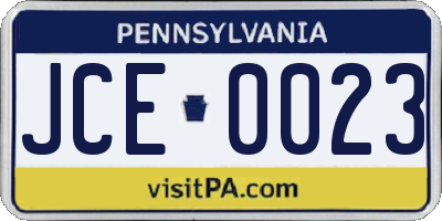 PA license plate JCE0023
