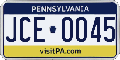 PA license plate JCE0045