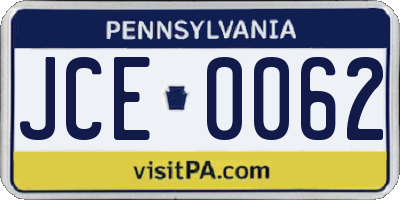 PA license plate JCE0062