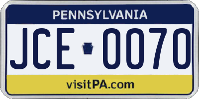 PA license plate JCE0070