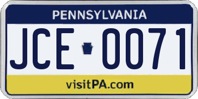 PA license plate JCE0071