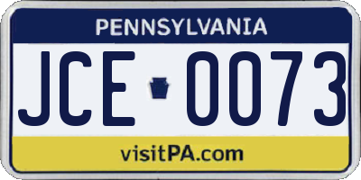 PA license plate JCE0073