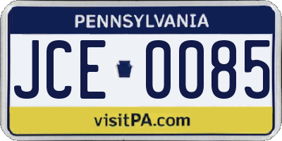 PA license plate JCE0085