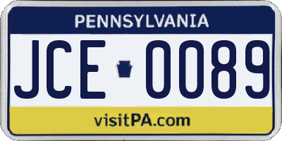 PA license plate JCE0089